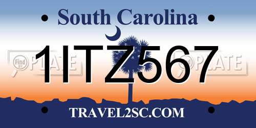 1ITZ567 South Carolina License Plate