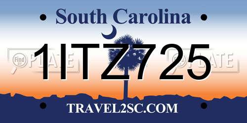 1ITZ725 South Carolina License Plate