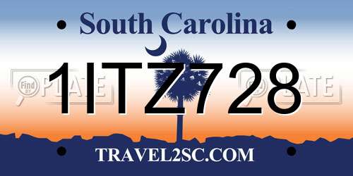 1ITZ728 South Carolina License Plate