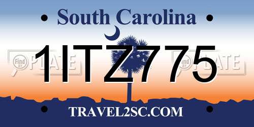 1ITZ775 South Carolina License Plate