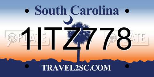 1ITZ778 South Carolina License Plate