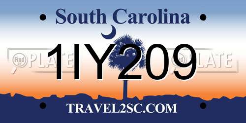 1IY209 South Carolina License Plate