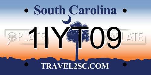 1IYT09 South Carolina License Plate