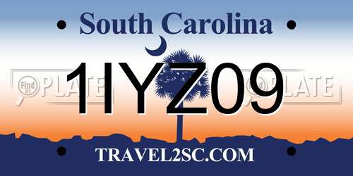 1IYZ09 South Carolina License Plate