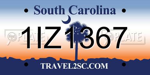 1IZ1367 South Carolina License Plate