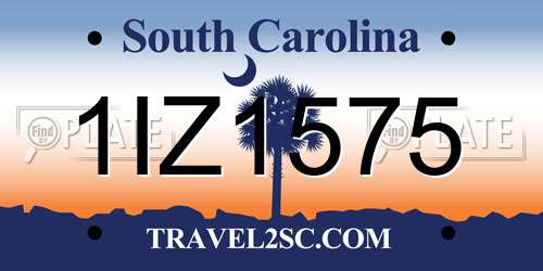 1IZ1575 South Carolina License Plate