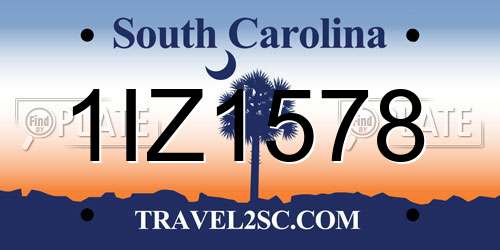 1IZ1578 South Carolina License Plate