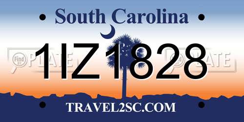 1IZ1828 South Carolina License Plate