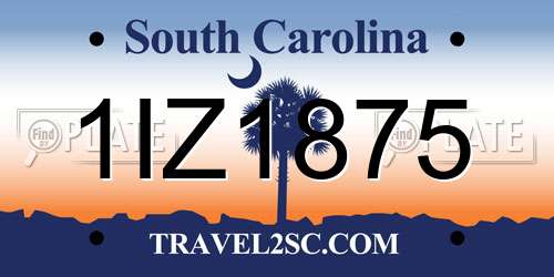 1IZ1875 South Carolina License Plate