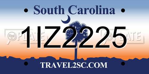 1IZ2225 South Carolina License Plate