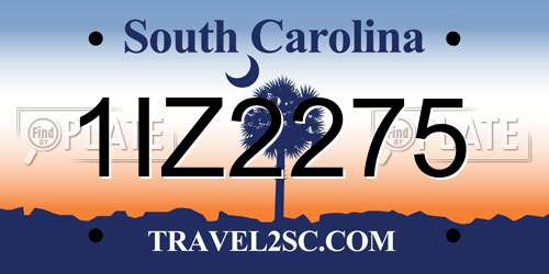 1IZ2275 South Carolina License Plate
