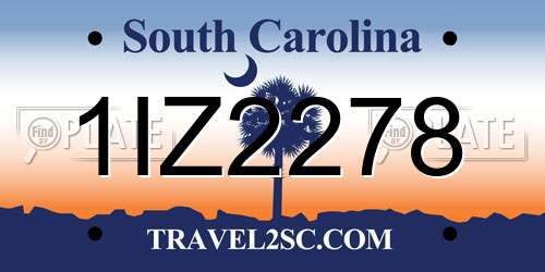 1IZ2278 South Carolina License Plate