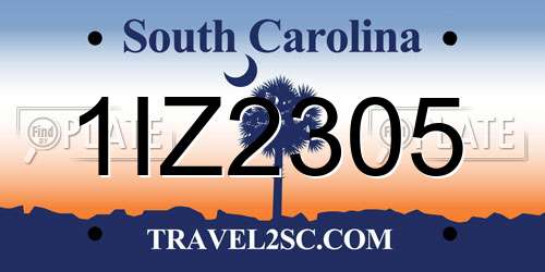 1IZ2305 South Carolina License Plate