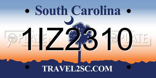 1IZ2310 South Carolina License Plate