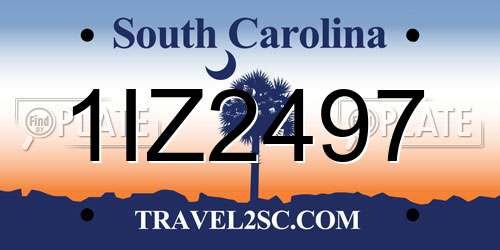 1IZ2497 South Carolina License Plate