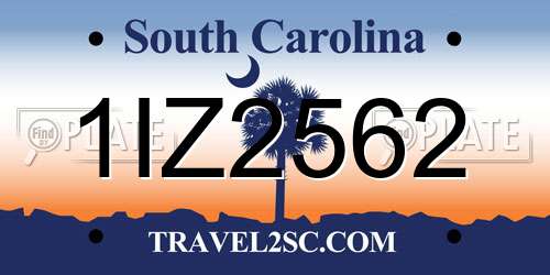 1IZ2562 South Carolina License Plate