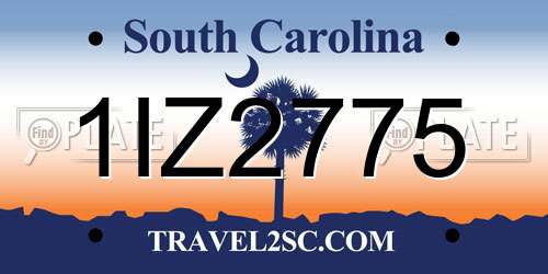 1IZ2775 South Carolina License Plate