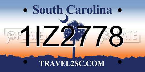 1IZ2778 South Carolina License Plate