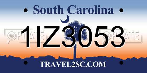 1IZ3053 South Carolina License Plate