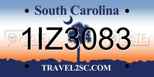 1IZ3083 South Carolina License Plate