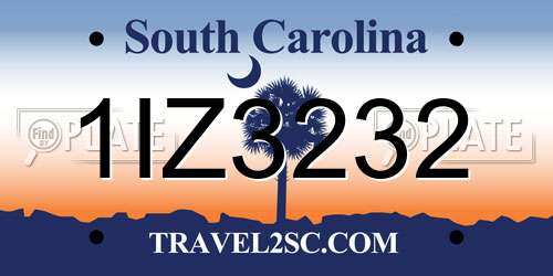 1IZ3232 South Carolina License Plate