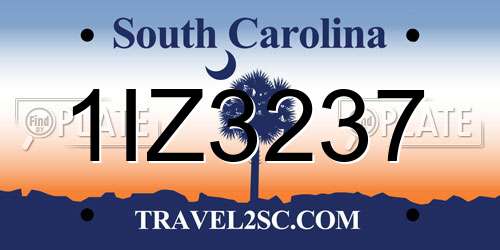 1IZ3237 South Carolina License Plate