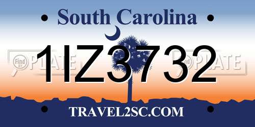 1IZ3732 South Carolina License Plate