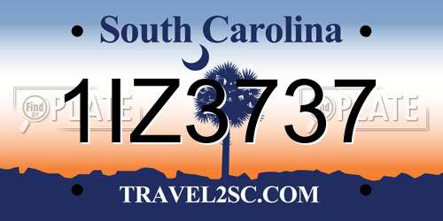 1IZ3737 South Carolina License Plate