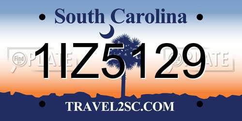 1IZ5129 South Carolina License Plate