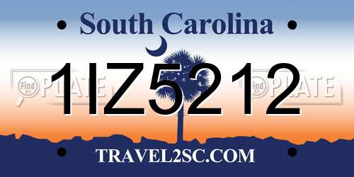 1IZ5212 South Carolina License Plate
