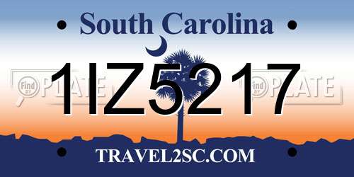 1IZ5217 South Carolina License Plate