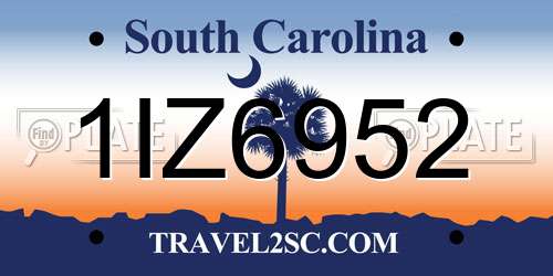 1IZ6952 South Carolina License Plate