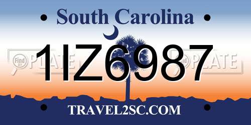 1IZ6987 South Carolina License Plate