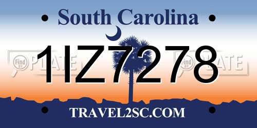 1IZ7278 South Carolina License Plate