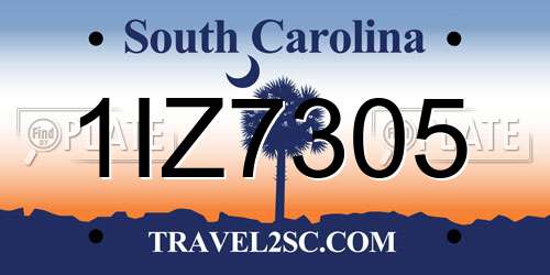 1IZ7305 South Carolina License Plate