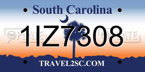 1IZ7308 South Carolina License Plate