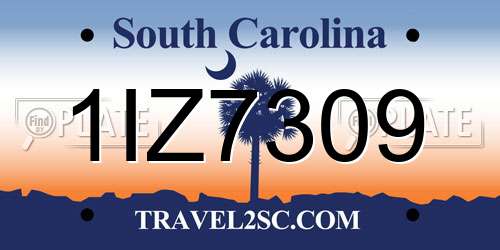 1IZ7309 South Carolina License Plate