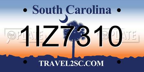 1IZ7310 South Carolina License Plate