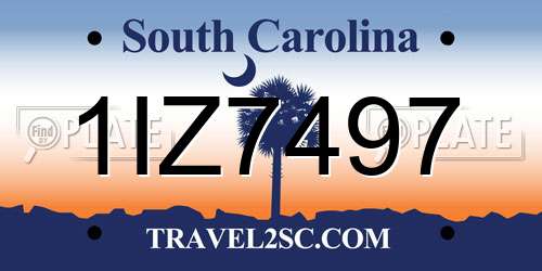 1IZ7497 South Carolina License Plate