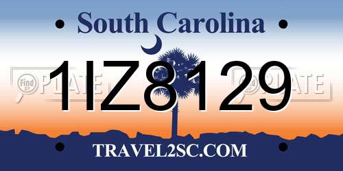1IZ8129 South Carolina License Plate