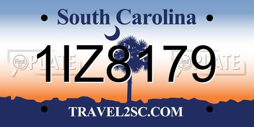 1IZ8179 South Carolina License Plate