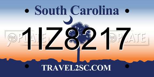 1IZ8217 South Carolina License Plate