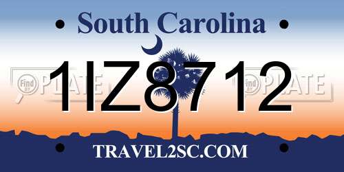 1IZ8712 South Carolina License Plate