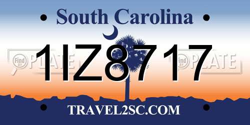 1IZ8717 South Carolina License Plate