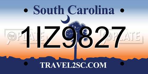 1IZ9827 South Carolina License Plate