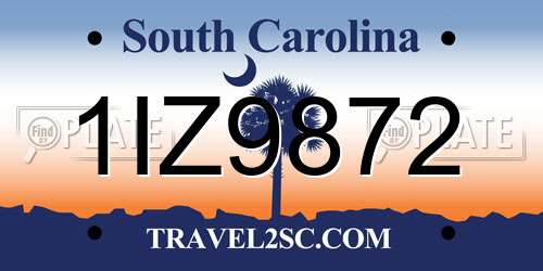1IZ9872 South Carolina License Plate