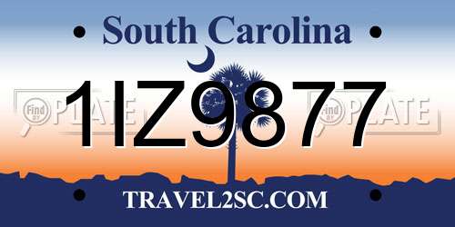 1IZ9877 South Carolina License Plate