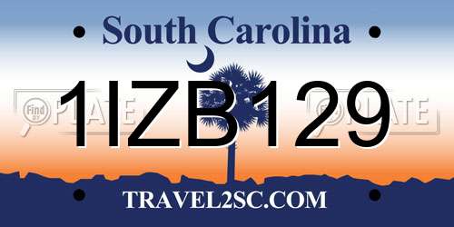 1IZB129 South Carolina License Plate