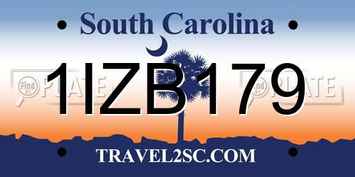 1IZB179 South Carolina License Plate