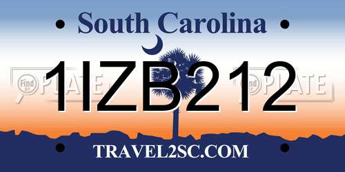 1IZB212 South Carolina License Plate